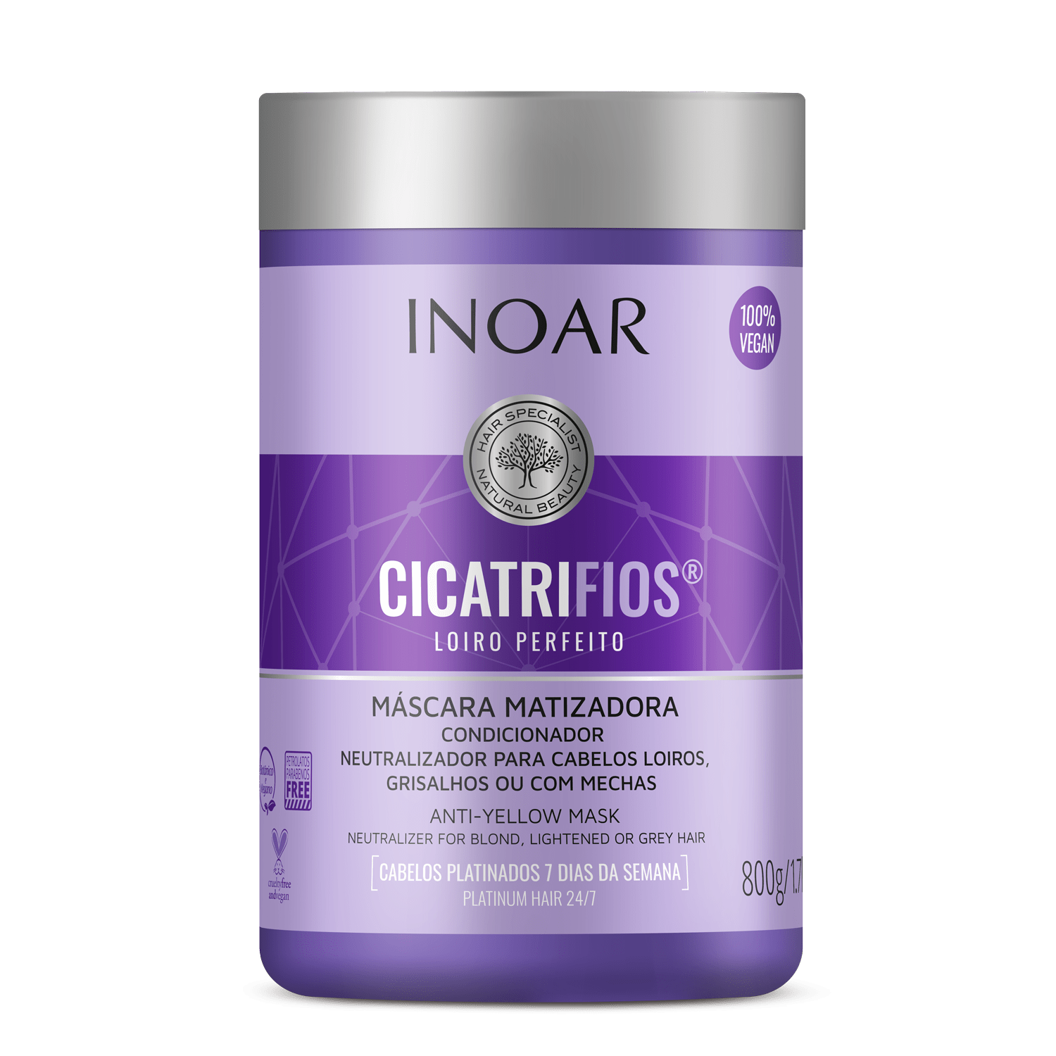 INOAR CicatriFios Perfect Blond Mask - plaukų kaukė šviesiems plaukams 800 ml.