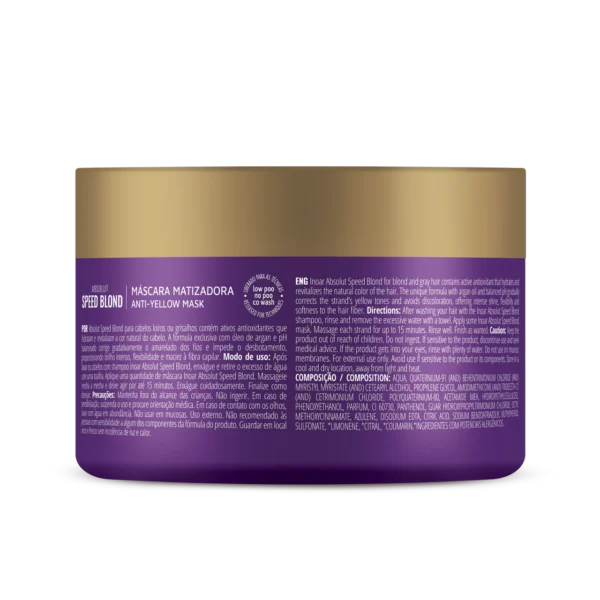 INOAR Speed Blond Mask - plaukų kaukė šviesiems plaukams 250 g.