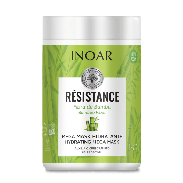 INOAR Resistance Fibra de Bambu Mask - stiprinanti ir blizgesio suteikianti kaukė 1000 g.
