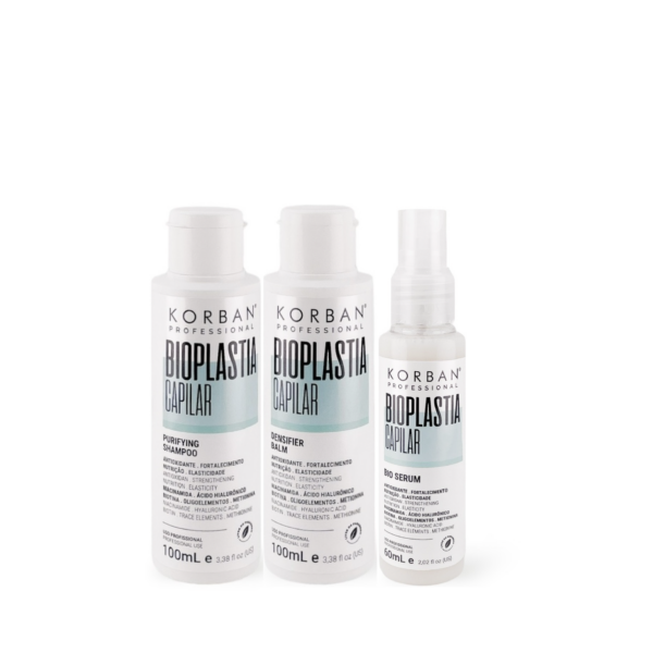 © 2023 moneli.lt | MONELÍ | KORBAN Bioplastia Capilar rinkinys: šampūnas, kaukė, serumas 2 x 100, 60 ml / 2 x 500 ml, 190 ml