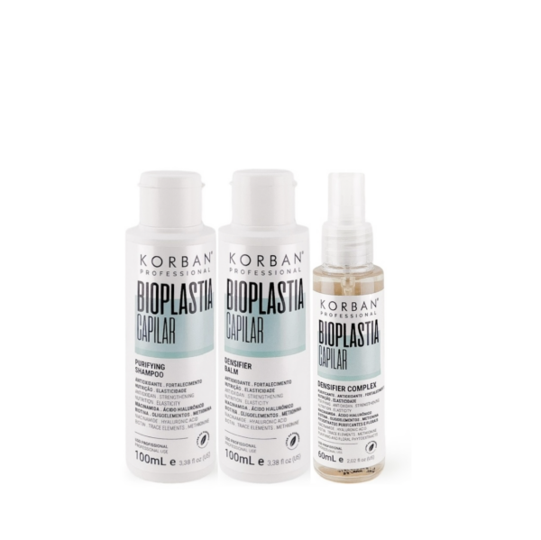 © 2023 moneli.lt | MONELÍ | KORBAN Bioplastia Capilar rinkinys: šampūnas, kaukė, drėkinamasis kompleksas 2 x 100 ml, 60 ml / 2 x 500 ml, 190 ml