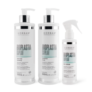 © 2023 moneli.lt | MONELÍ | KORBAN Bioplastia Capilar rinkinys: šampūnas, kaukė, serumas 2 x 100, 60 ml / 2 x 500 ml, 190 ml