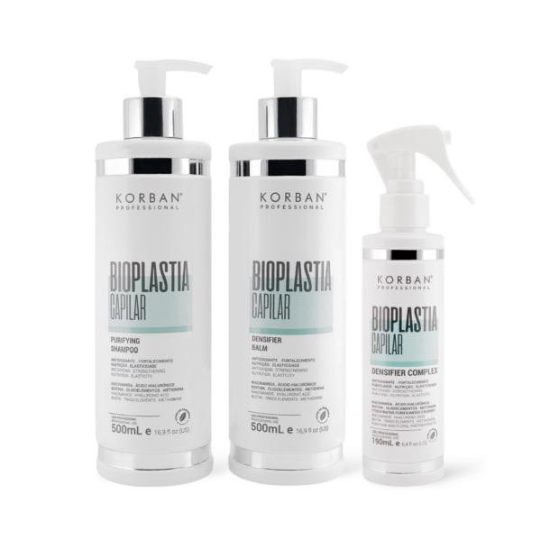 © 2023 moneli.lt | MONELÍ | KORBAN Bioplastia Capilar rinkinys: šampūnas, kaukė, drėkinamasis kompleksas 2 x 100 ml, 60 ml / 2 x 500 ml, 190 ml