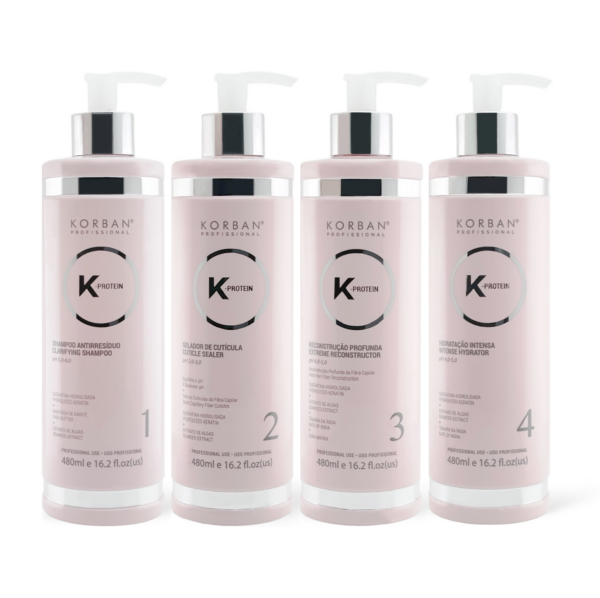 © 2023 moneli.lt | MONELÍ | KORBAN K-Protein rinkinys plaukų atstatymui ir drėkinimui 4 x 480 ml - Clarifying Shampoo (Nr. 1), Cuticle Sealer (Nr. 2), Extreme Reconstructor (Nr. 3), Intense Hydrator (Nr. 4)