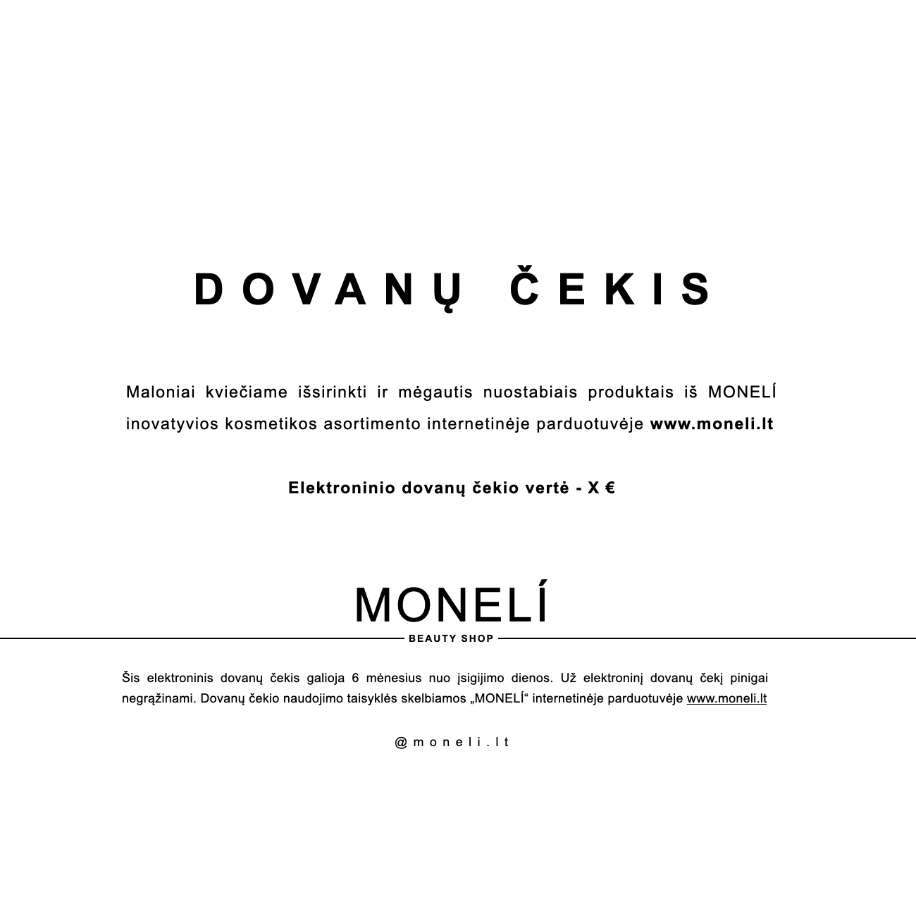 MONELI elektroninis dovanų čekis