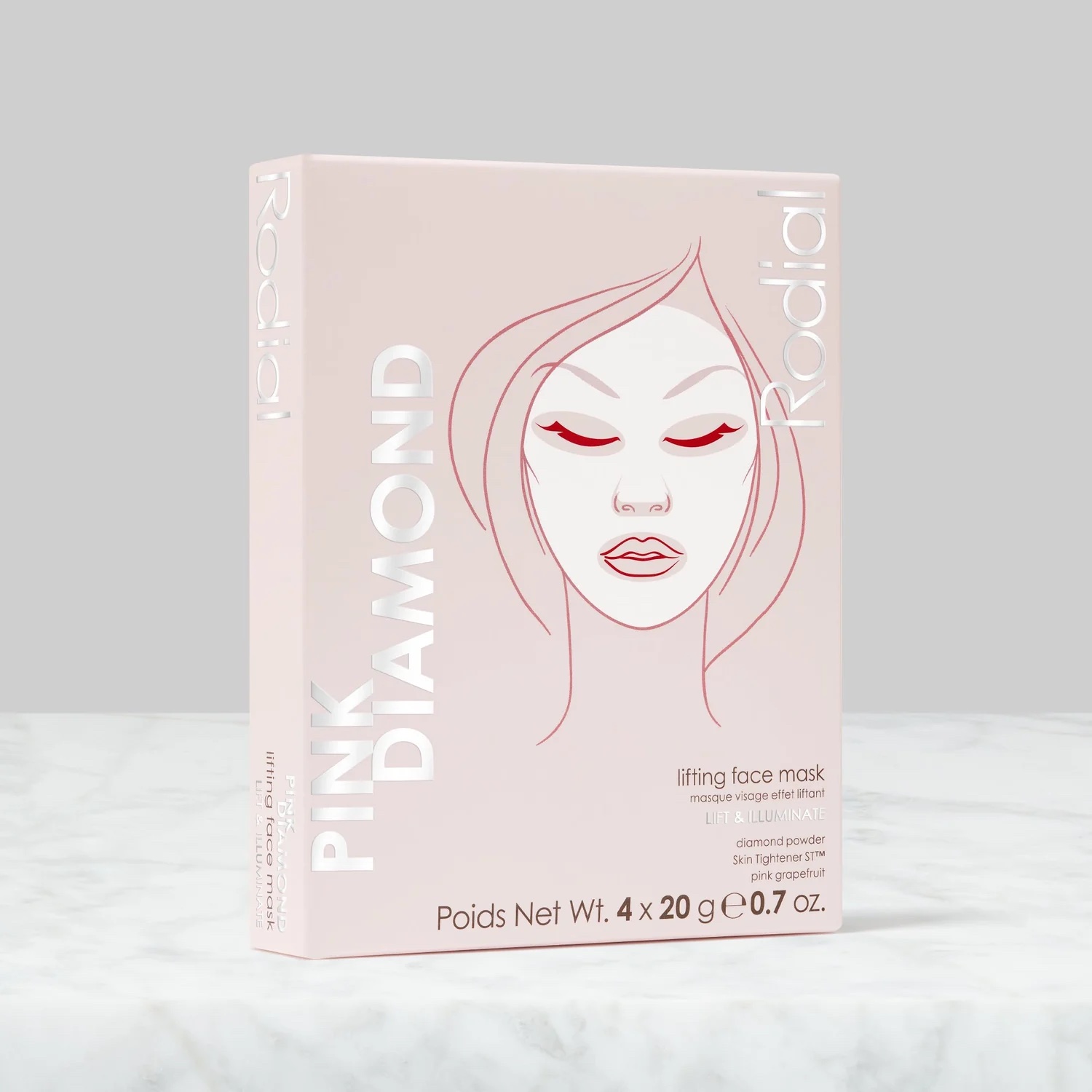Rodial Pink Diamond Lifting Face Mask stagrinamoji lakštinė veido kaukė 20g