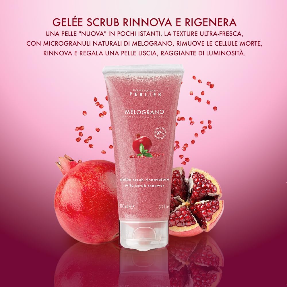 Perlier gelinis veido šveitiklis su granatais Gelee Scrub Renovator Pomegranate Facial Skin 100ml - Image 2