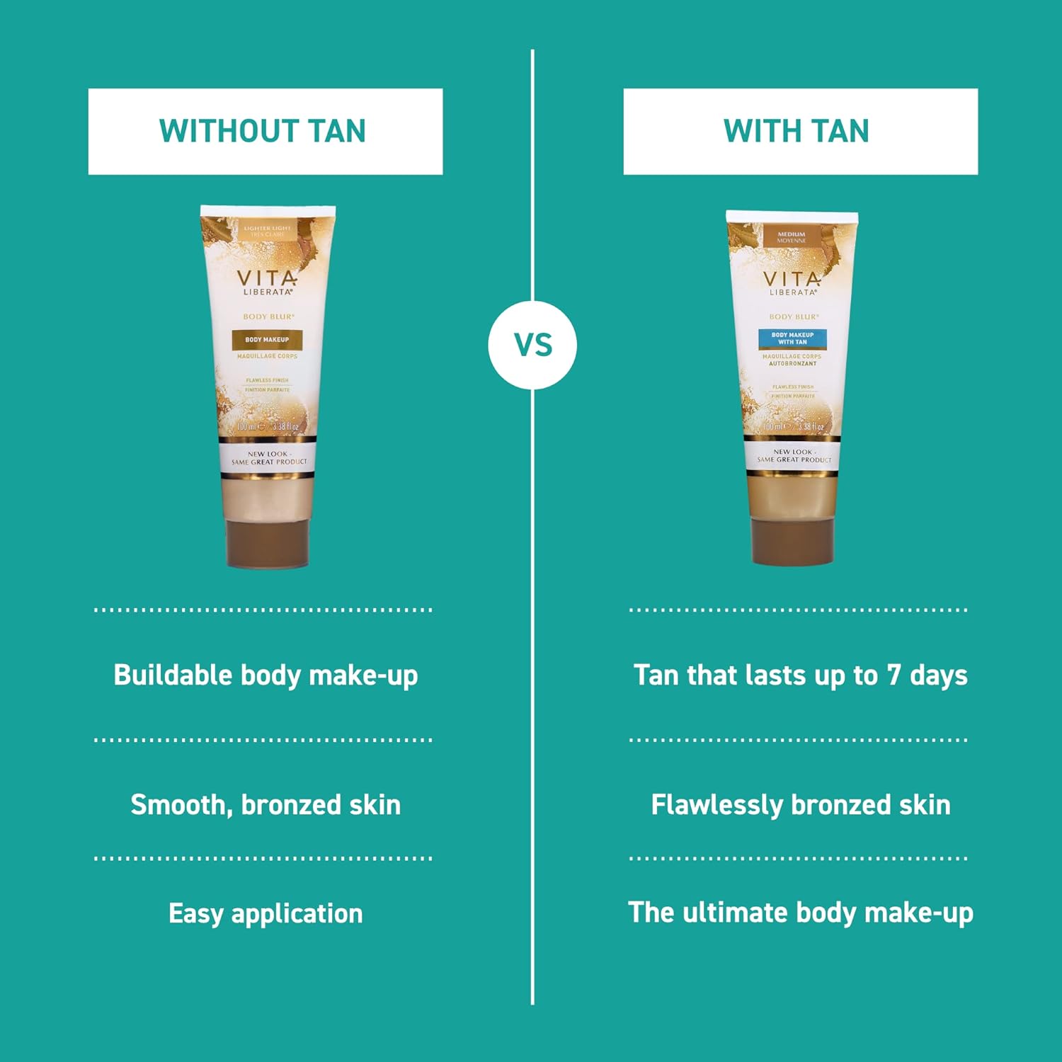 Vita Liberata Medium kūno makiažas su savaiminio įdegio efektu Body Blur Body Makeup with Tan 100ml - Image 4