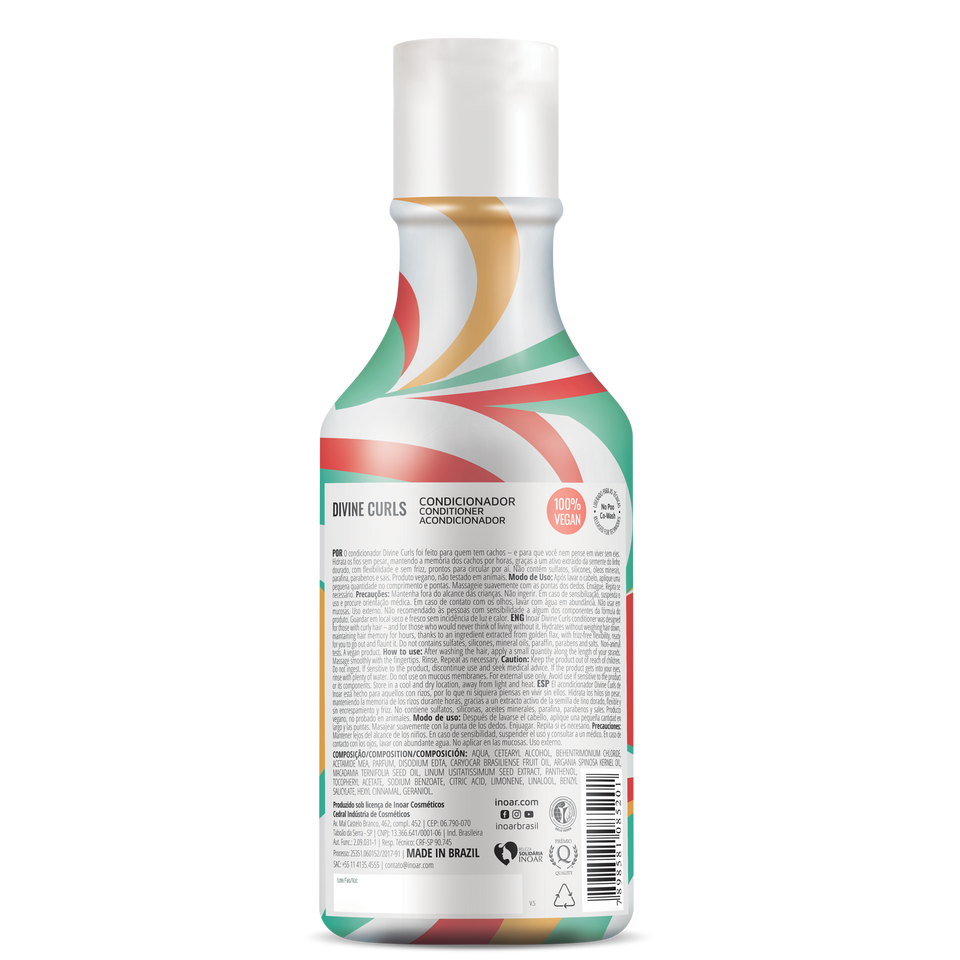 INOAR kondicionierius garbanotiems banguotiems plaukams Divine Curls Conditioner 250ml - Image 2
