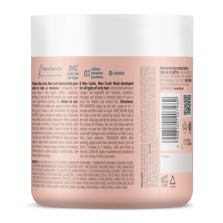 INOAR garbanotų plaukų drėkinanti kaukė Meu Cacho, Meu Crush Mask 500g - Image 2