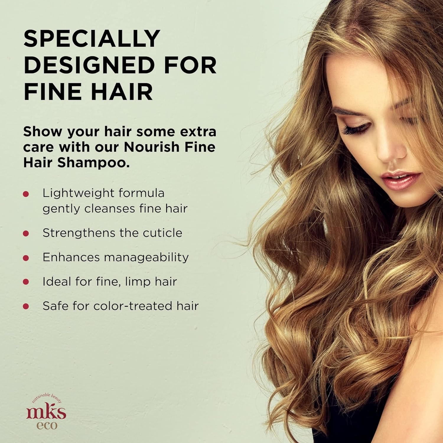 MKS eco maitinantis šampūnas ploniems plaukams Nourish Shampoo Light Breeze 296ml - Image 3