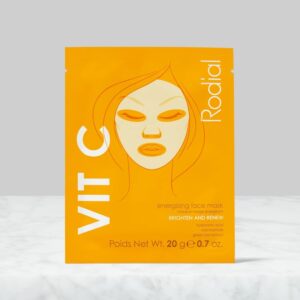 Rodial Vit C Energising Face Mask - skaistinamoji ir gaivinamoji tekstilinė veido kaukė su vitaminu C 20g