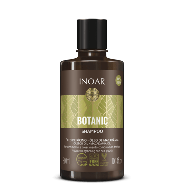 INOAR Botanic Shampoo - plaukus stiprinantis ir augimą skatinantis šampūnas su ricinos aliejumi 300 ml.