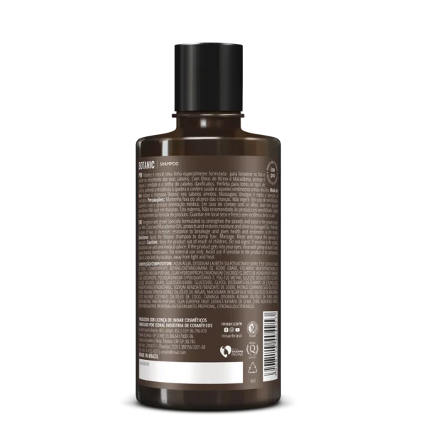 INOAR Botanic Shampoo - plaukus stiprinantis ir augimą skatinantis šampūnas su ricinos aliejumi 300 ml.