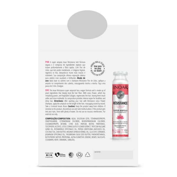 INOAR Resistance Flor de Lotus Ampola - ampulė silpniems plaukams 45 ml.