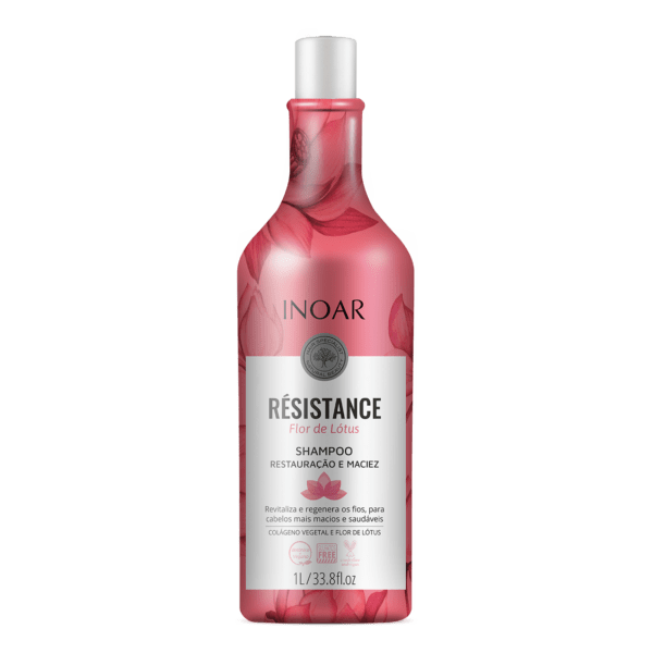 INOAR Resistance Flor de Lotus Shampoo - regeneruojantis blizgesio suteikiantis šampūnas 1000 ml.