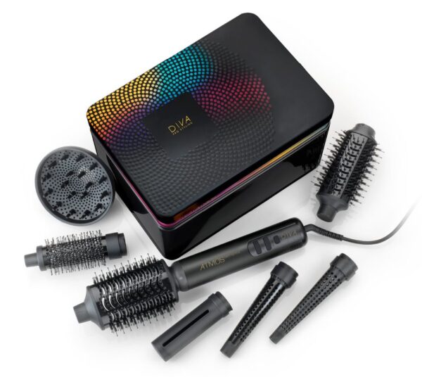 DIVA Pro Styling Atmos Dry + Style - skaitmeninis plaukų džiovintuvas / formuotuvas su patentuotu ilgaamžiu 100.000 RPM varikliu ir dizainu (7 in 1)
