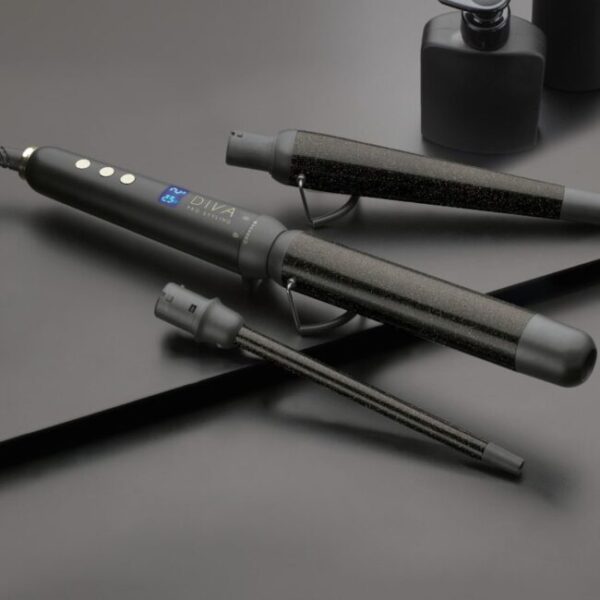 Diva Pro Styling Precious Metals Gold Dust Multi Wand - skaitmeninis plaukų garbanojimo įrankis su 24k aukso dulkėmis, makadamijų, argano aliejais ir keratinu, 80 - 210 C, 32 mm / 11 mm / 19 - 32 mm, (3 in 1)