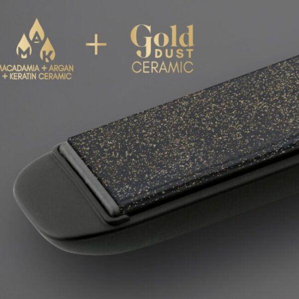 Diva Pro Styling Precious Metals Gold Dust - skaitmeninis plaukų tiesintuvas su LED ekranu, 80 - 230 C, su 24k aukso dulkėmis, keratinu, makadamijų ir argano aliejais bei neigiamų jonų technologija