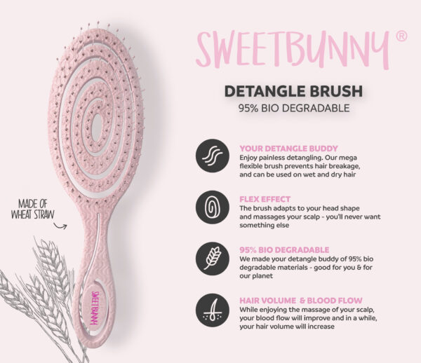 SweetBunny Eco Detangle Brush plaukų ir galvos odos ekologiškas šepetys