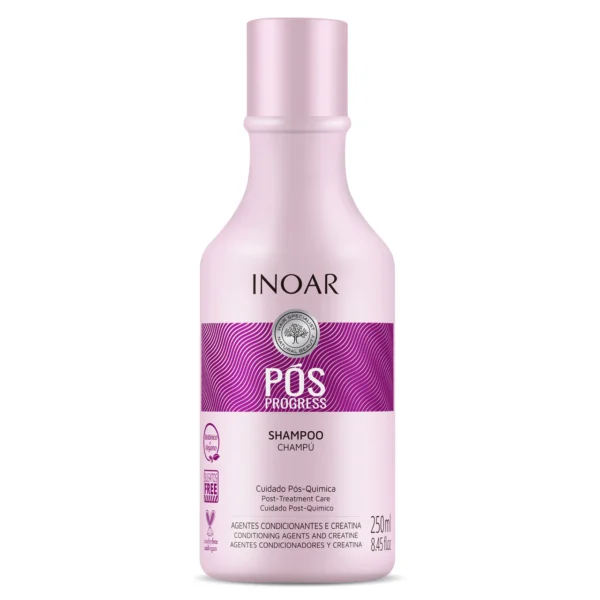 INOAR Pos Progress Shampoo - šampūnas po tiesinimo keratinu procedūrų 250 ml.