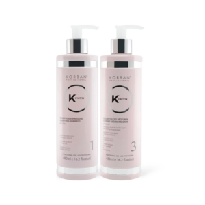 © 2023 moneli.lt | MONELÍ | KORBAN K-Protein rinkinys plaukų atstatymui 2 x 480 ml - Clarifying Shampoo (Nr. 1), Extreme Reconstructor (Nr. 3)
