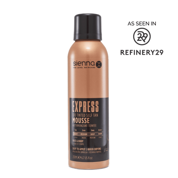 Sienna X Express Q10 Tinted Self Tan Mousse greito poveikio savaiminio įdegio putos 200 ml;