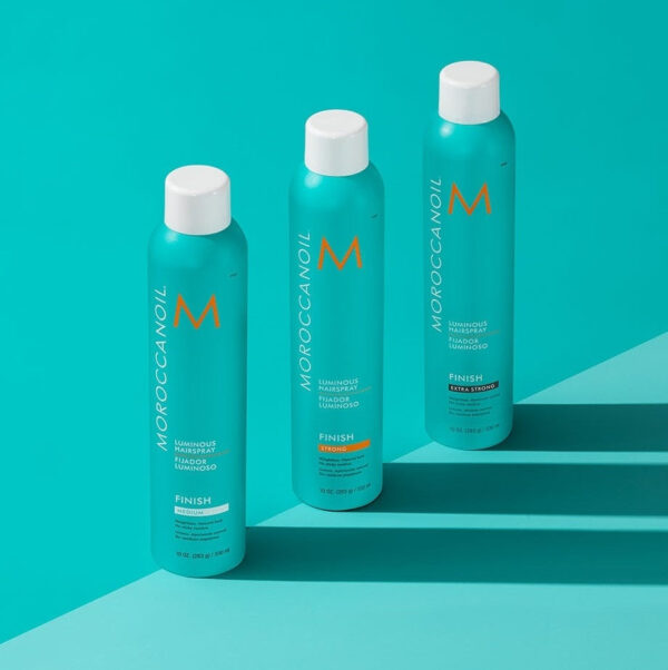 MOROCCANOIL Finish Extra Strong Luminous Hairspray ypač stiprios fiksacijos plaukų lakas 330ml