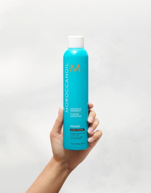 MOROCCANOIL Finish Extra Strong Luminous Hairspray ypač stiprios fiksacijos plaukų lakas 330ml