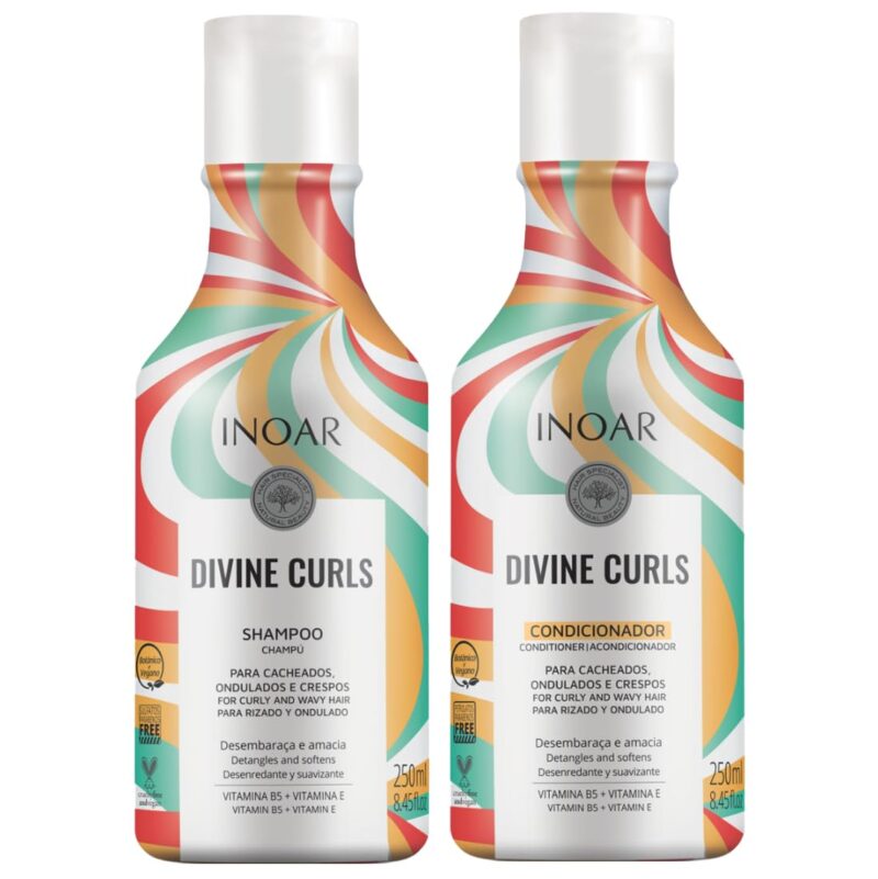 INOAR priemonų rinkinys garbanotiems banguotiems plaukams Divine Curls Duo Kit 2x250 ml - Image 2