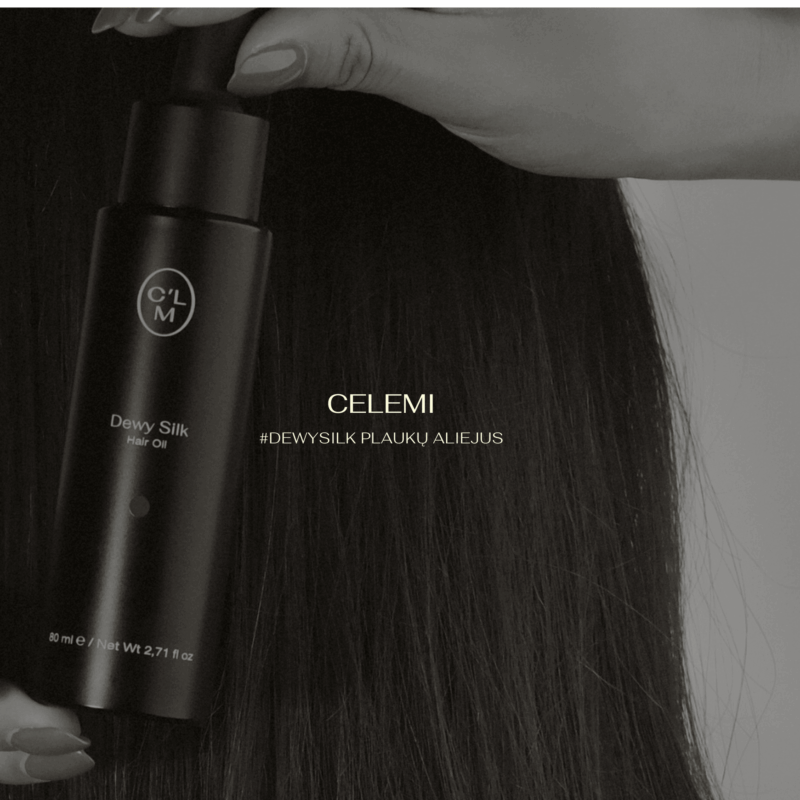 Celemi drėkinantis ir suteikiantis žvilgesio plaukų aliejus Dewy Silk   80ml - Image 6