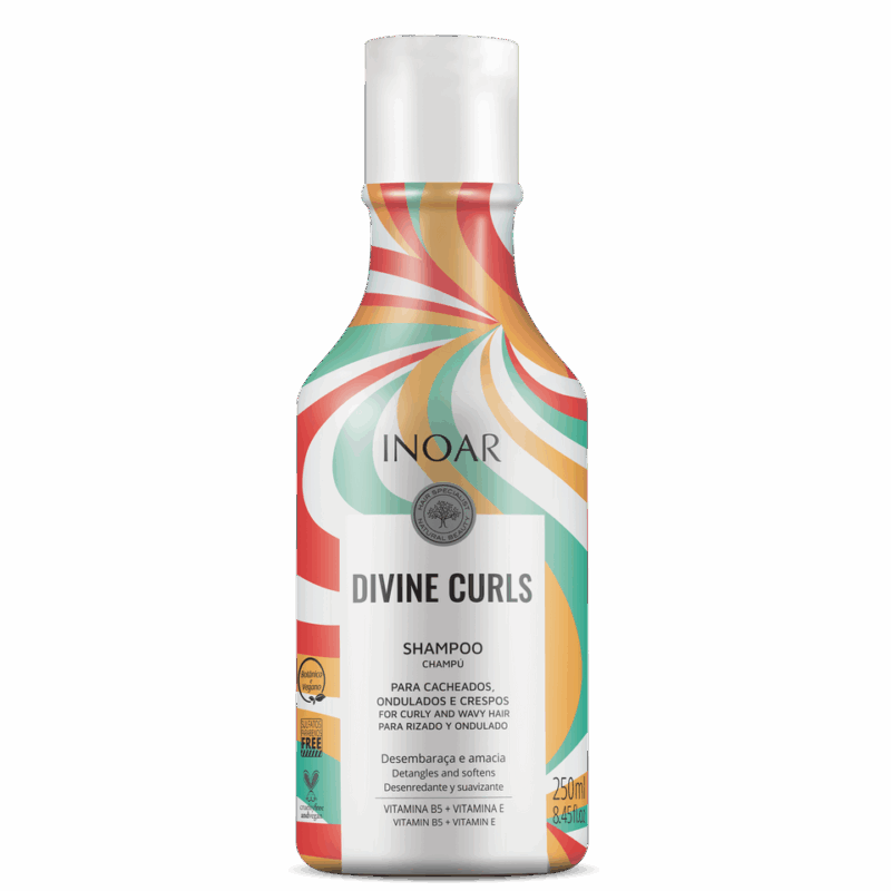 INOAR šampūnas garbanotiems banguotiems plaukams Divine Curls Shampoo 250ml