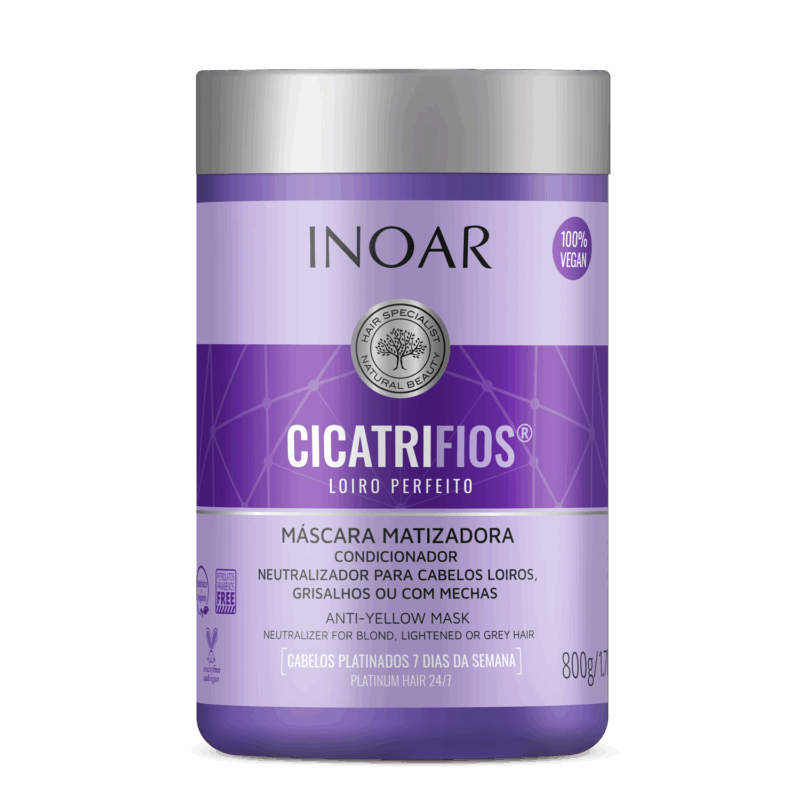 INOAR CicatriFios Perfect Blond Mask - plaukų kaukė šviesiems plaukams 800 ml