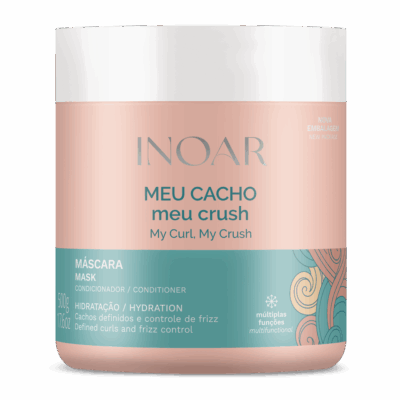 INOAR garbanotų plaukų drėkinanti kaukė Meu Cacho, Meu Crush Mask 500g