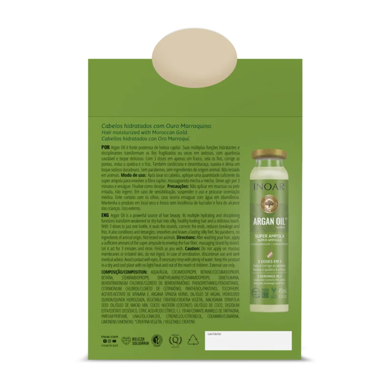 INOAR Argan Oil Ampola - plaukų ampulė su argano aliejumi 45 ml - Image 4