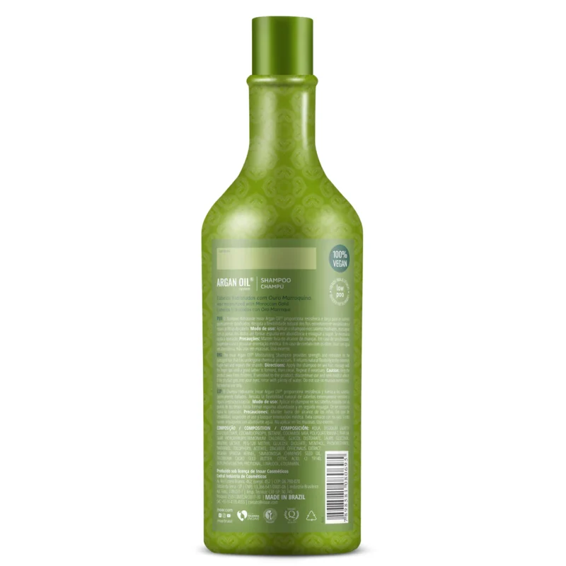 INOAR Argan Oil Shampoo - intensyviai drėkinatis šampūnas su argano aliejumi 250 ml / 1000 ml - Image 3
