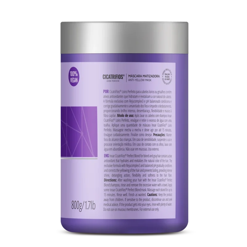 INOAR CicatriFios Perfect Blond Mask - plaukų kaukė šviesiems plaukams 800 ml - Image 2