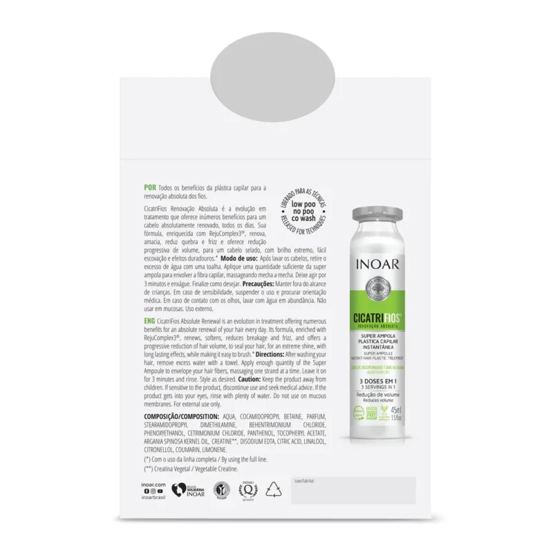 INOAR CicatriFios Super Ampola - plauko struktūrą atkurianti ampulė 45 ml - Image 2