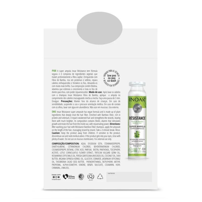 INOAR Resistance Fibra de Bambu Ampola - ampulė pažeistiems plaukams 45 ml - Image 2