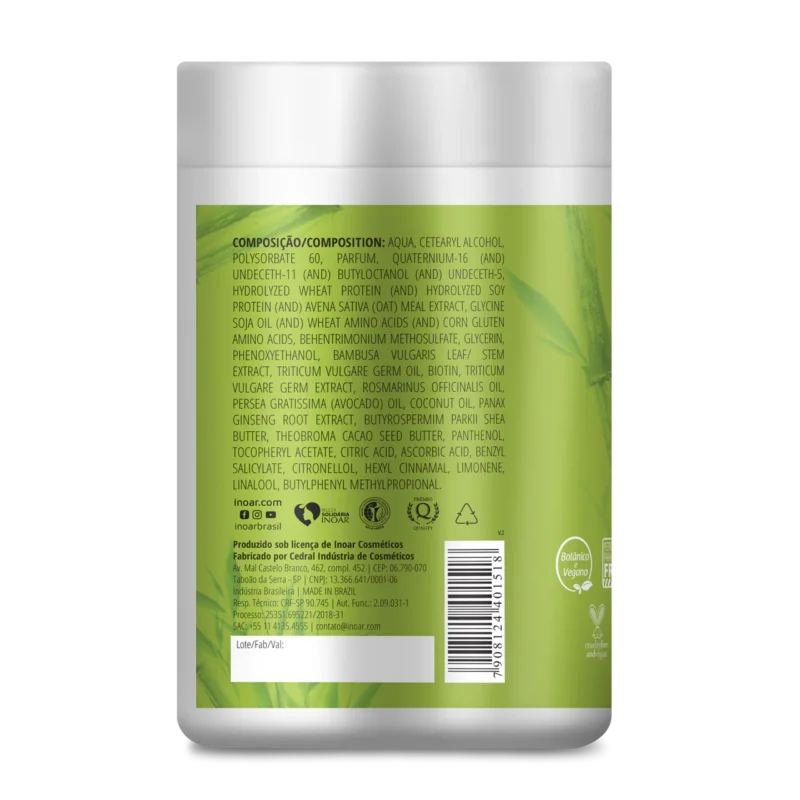 INOAR Resistance Fibra de Bambu Mask - stiprinanti ir blizgesio suteikianti kaukė 1000 g - Image 2
