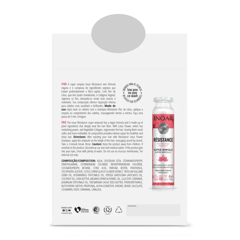INOAR Resistance Flor de Lotus Ampola - ampulė silpniems plaukams 45 ml - Image 2