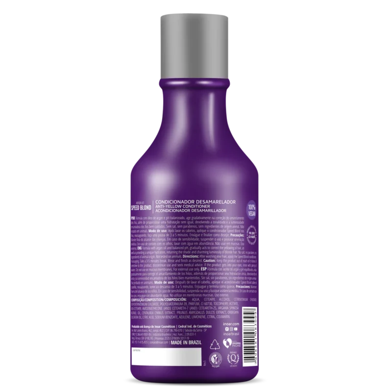 INOAR Speed Blond Conditioner - violetinis kondicionierius šviesiems plaukams 250 ml / 1000 ml - Image 2