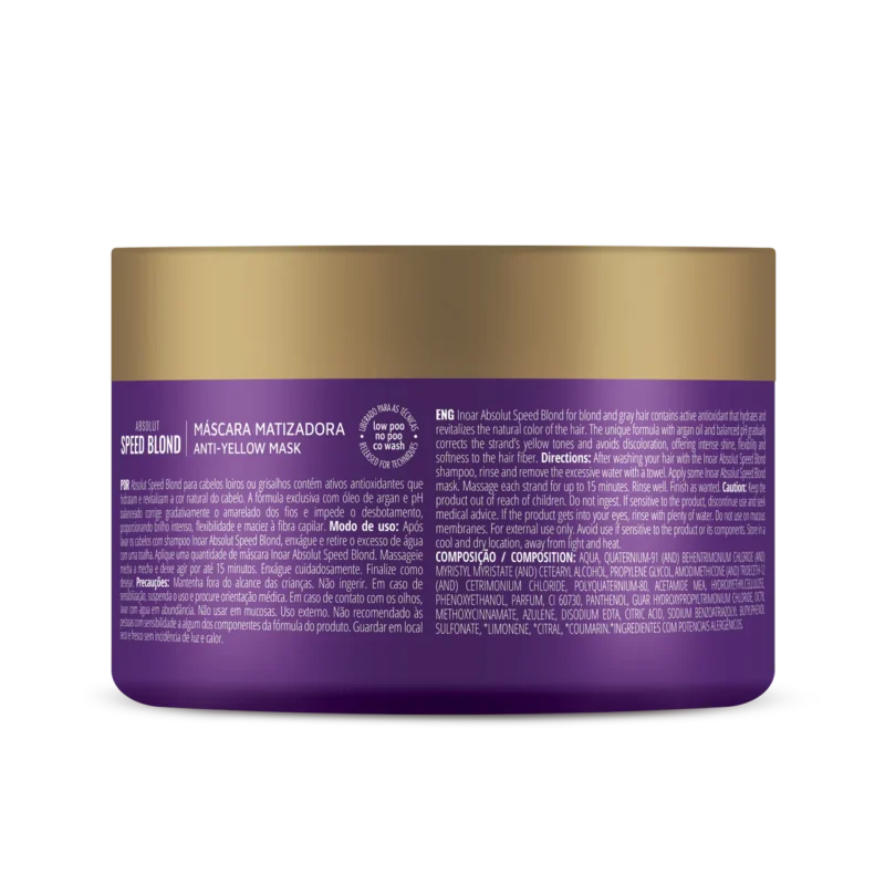 INOAR Speed Blond Mask - violetinė plaukų kaukė šviesiems plaukams 250 g - Image 2