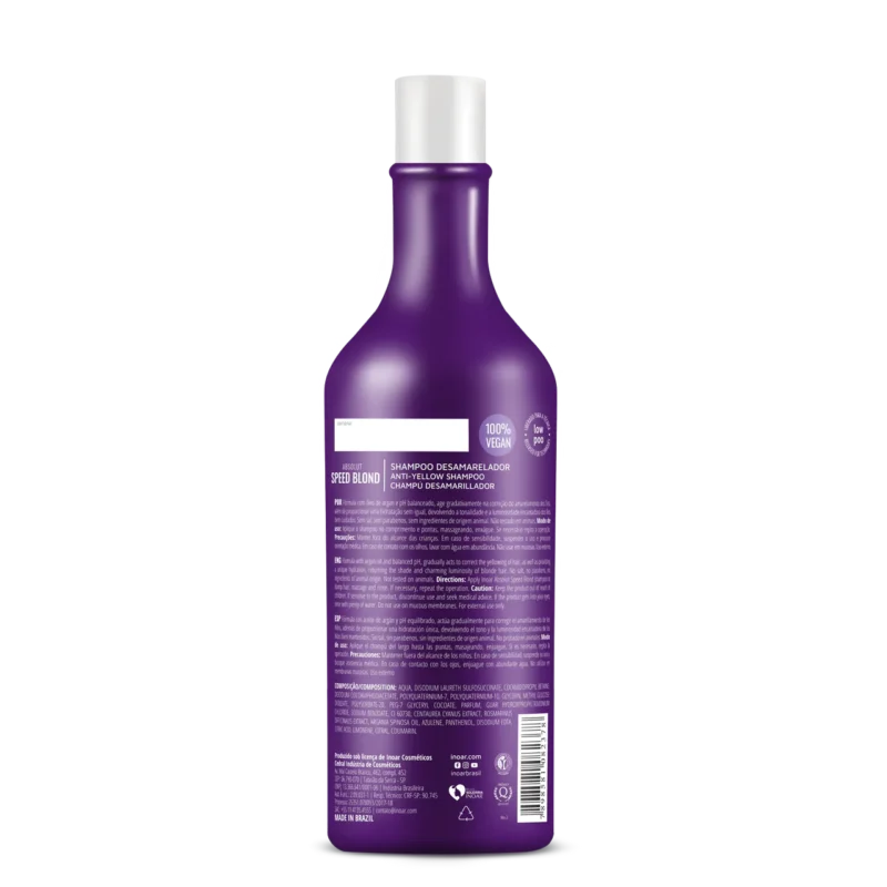 INOAR Speed Blond Shampoo - violetinis šampūnas šviesiems plaukams 250 ml / 1000 ml - Image 4