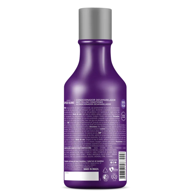 INOAR Speed Blond Shampoo - violetinis šampūnas šviesiems plaukams 250 ml / 1000 ml - Image 2