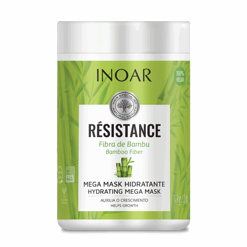 INOAR Resistance Fibra de Bambu Mask - stiprinanti ir blizgesio suteikianti kaukė 1000 g