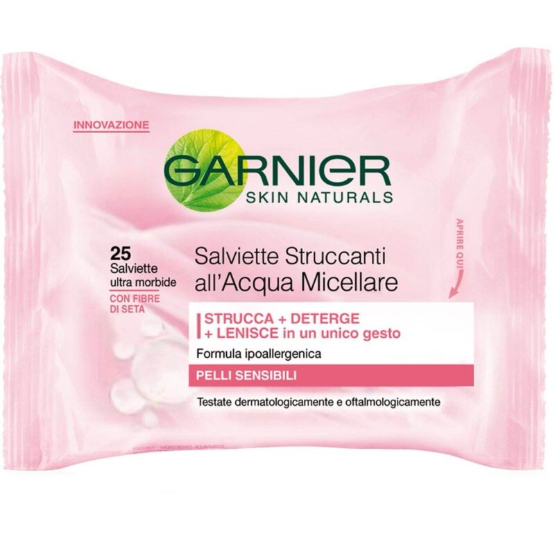 Garnier Skin Naturals micelinės servetėlės makiažui valyti jautriai odai 25vnt