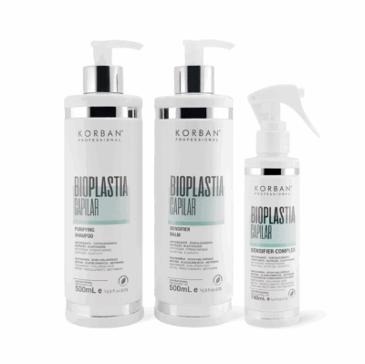 KORBAN Bioplastia Capilar rinkinys: šampūnas, kaukė, drėkinamasis kompleksas 2 x 100 ml, 60 ml / 2 x 500 ml, 190 ml