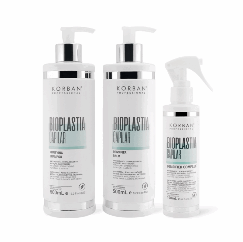 KORBAN Bioplastia Capilar rinkinys: šampūnas, kaukė, drėkinamasis kompleksas 2 x 100 ml, 60 ml / 2 x 500 ml, 190 ml