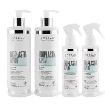 KORBAN Bioplastia Capilar rinkinys: šampūnas, kaukė, drėkinamasis kompleksas, serumas 2 x 100 ml, 2 x 60 ml / 2 x 500 ml, 2 x 190 ml